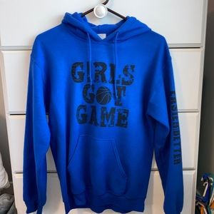 blue sweatshirt